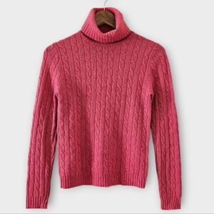 J. Crew Merino Wool Cashmere Angora Coral Cable Knit Turtleneck Sweater XS